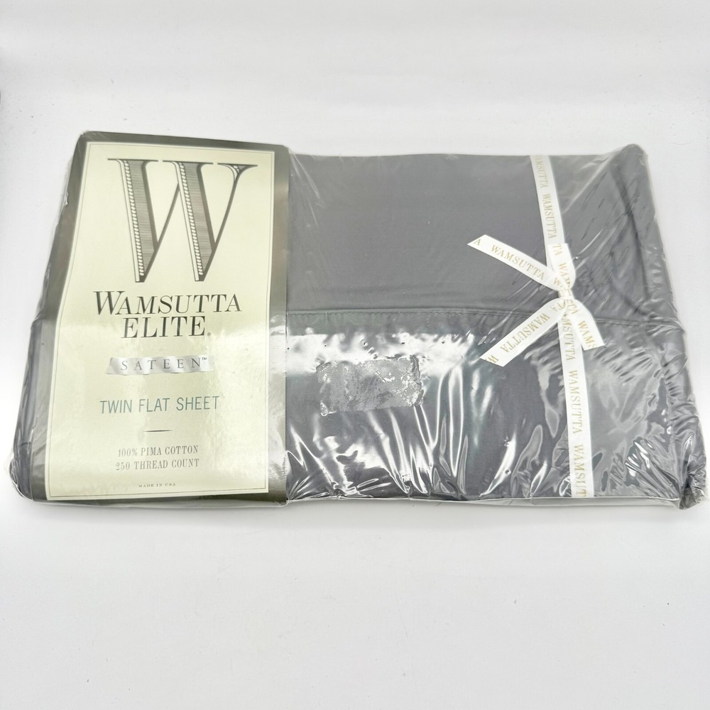 Wamsutta Elite Sateen Twin Flat Sheet 100% Pima Cotton 250 TC Made in USA Cinder